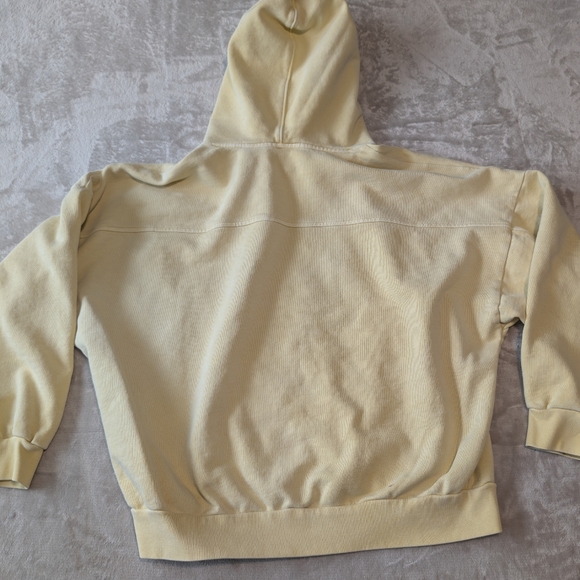 Levi's Yellow Distressed Cotton Hoodie Sweatshirt Sz L Athleisure Lounge Classic - Picture 8 of 13